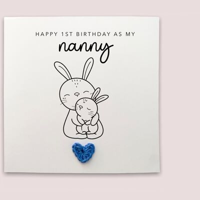 Happy 1st Birthday Nanny Gran twins card - First Birthday Card for Gran Nan birthday from twins first birthday card  - Send to recipient (SKU: BD96W)