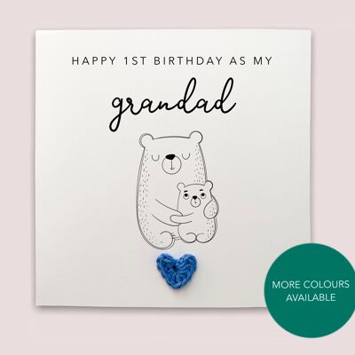 Happy 1st Birthday as my grandad - Simple Birthday Card for grandad from baby grandson granddaughter  - Send to recipient (SKU: BD95W)
