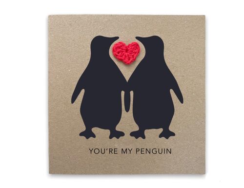 You're My Penguin Anniversary Card - Love Valentines Anniversary Wedding Card - Penguin Card - Happy Valentines Day - I love you card (SKU: A030B)