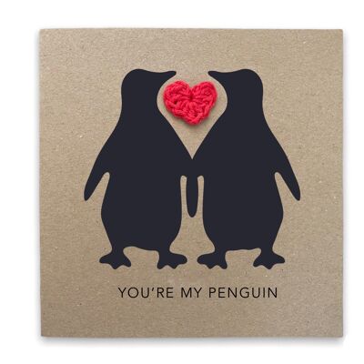 You're My Penguin Anniversary Card - Love Valentines Anniversary Wedding Card - Penguin Card - Happy Valentines Day - I love you card (SKU: A030B)