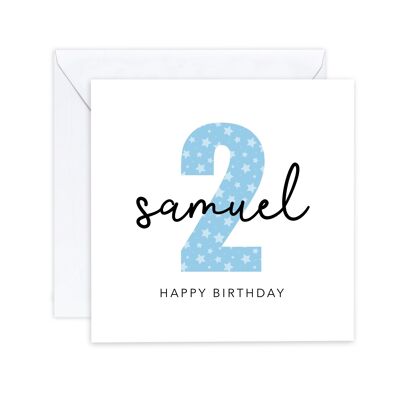 Personalised Boys 2nd Birthday Card, Second Birthday Card For Son, Grandson Nephew phew, 2 Today Card, Pink Baby Boy Card, Any Age (SKU: BD107W)