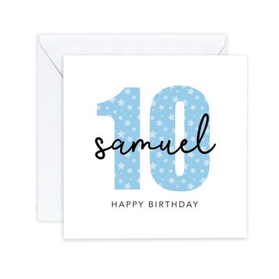 Tarjeta de cumpleaños número 10 personalizada para niños, tarjeta de cumpleaños para hijo, sobrino nieto, tarjeta de hoy 10, tarjeta rosa para bebé, cualquier edad, tarjeta para bebé (SKU: BD110W)