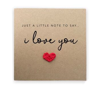 Je t'aime carte, carte de fiançailles de mariage simple Saint-Valentin, note pour dire je t'aime, carte d'amour, anniversaire, pour partenaire, envoyer au destinataire (SKU : A032B)