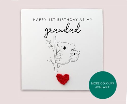 Happy 1st Birthday As My Grandad, Bear Birthday Card, Cute Birthday Card For Grandad From Baby, First Birthday Card, 1st Birthday (SKU: BD205W)