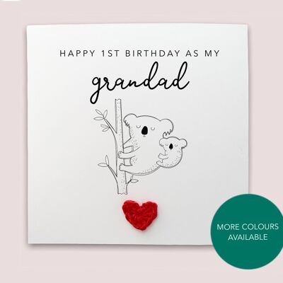 Happy 1st Birthday As My Grandad, Bear Birthday Card, Cute Birthday Card For Grandad From Baby, First Birthday Card, 1st Birthday (SKU: BD205W)