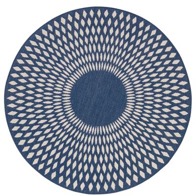 Runder Illusions-Diamantteppich für den Innen- und Außenbereich – Mitternachtsblau