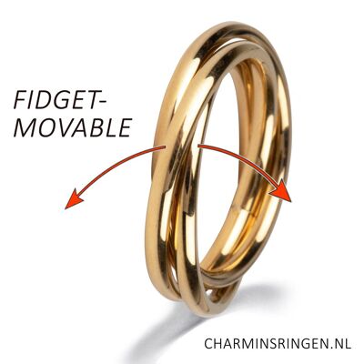 R1066 Rolling Anxiety Fidget Ring Gold
