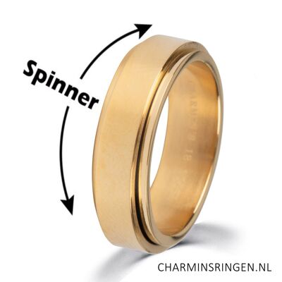 R1069 Drehender Angst-Fidget-Ring Glänzendes Gold