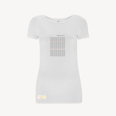 Duurzame dames yoga stretch shirt – I LOVE MYSELF – Daily Mantra - White
