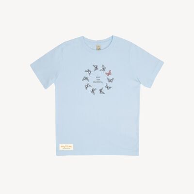 Duurzame kinder t-shirt – LOVE AND GRATITUDE – Daily Mantra - Light blue