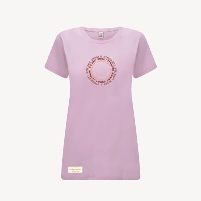 Duurzame dames t-shirt – I GROW POSITIVE THOUGHTS – Daily Mantra - Sweet lilac
