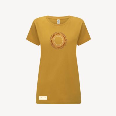 Duurzame dames t-shirt – I GROW POSITIVE THOUGHTS – Daily Mantra - Mango