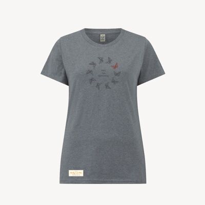 Duurzame dames t-shirt – LOVE AND GRATITUDE – Daily Mantra - Melange grey