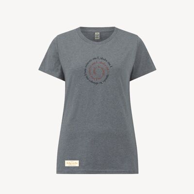 Duurzame dames t-shirt – I AM WHOLE – Daily Mantra - Melange grey