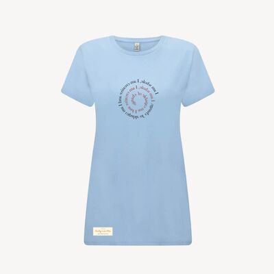 Duurzame dames t-shirt – I AM WHOLE – Daily Mantra - Aqua marine