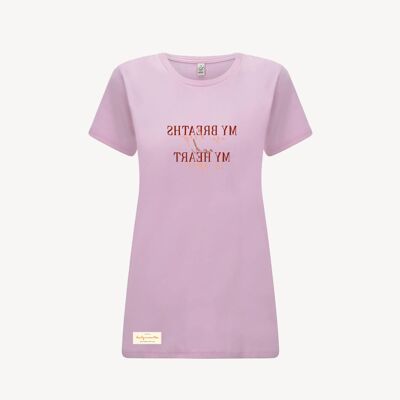 Duurzame dames t-shirt – MY BREATHS ARE DEEP – Daily Mantra - Sweet lilac