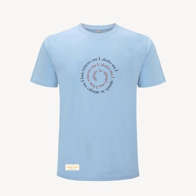 Duurzame heren t-shirt – I AM WHOLE – Daily Mantra - Aqua marine