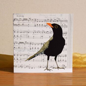 Blackbird on Sheet Music Card (cartes d'oiseaux) 2