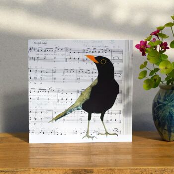 Blackbird on Sheet Music Card (cartes d'oiseaux) 3