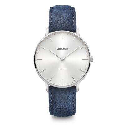 Classico 40 Silver Distressed Leather Blue