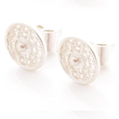 Silver braid stud earrings