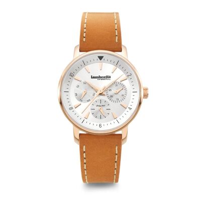 Imola 36 Rose Gold Silver Leather Tan