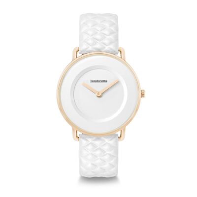 Mia 34 Quilted Rose Gold White