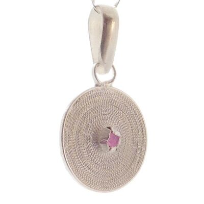 Pendant small spiral pink silver