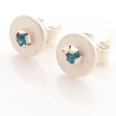 Clous d'oreilles petites spirales bleu argent