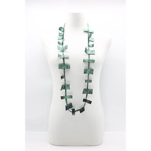 Recycled Leather Single Strand Necklace - Hand painted Magic Green