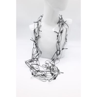 Collier chaîne en similicuir - Argent bruni peint à la main