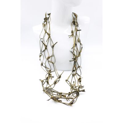 Leatherette Chain Necklace - Hand painted Burished Gold