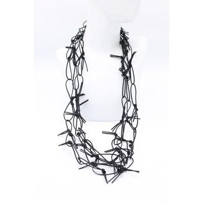 Collier chaîne en similicuir - Noir