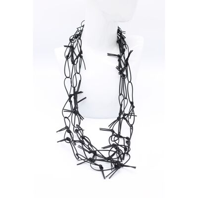 Leatherette Chain Necklace - Black