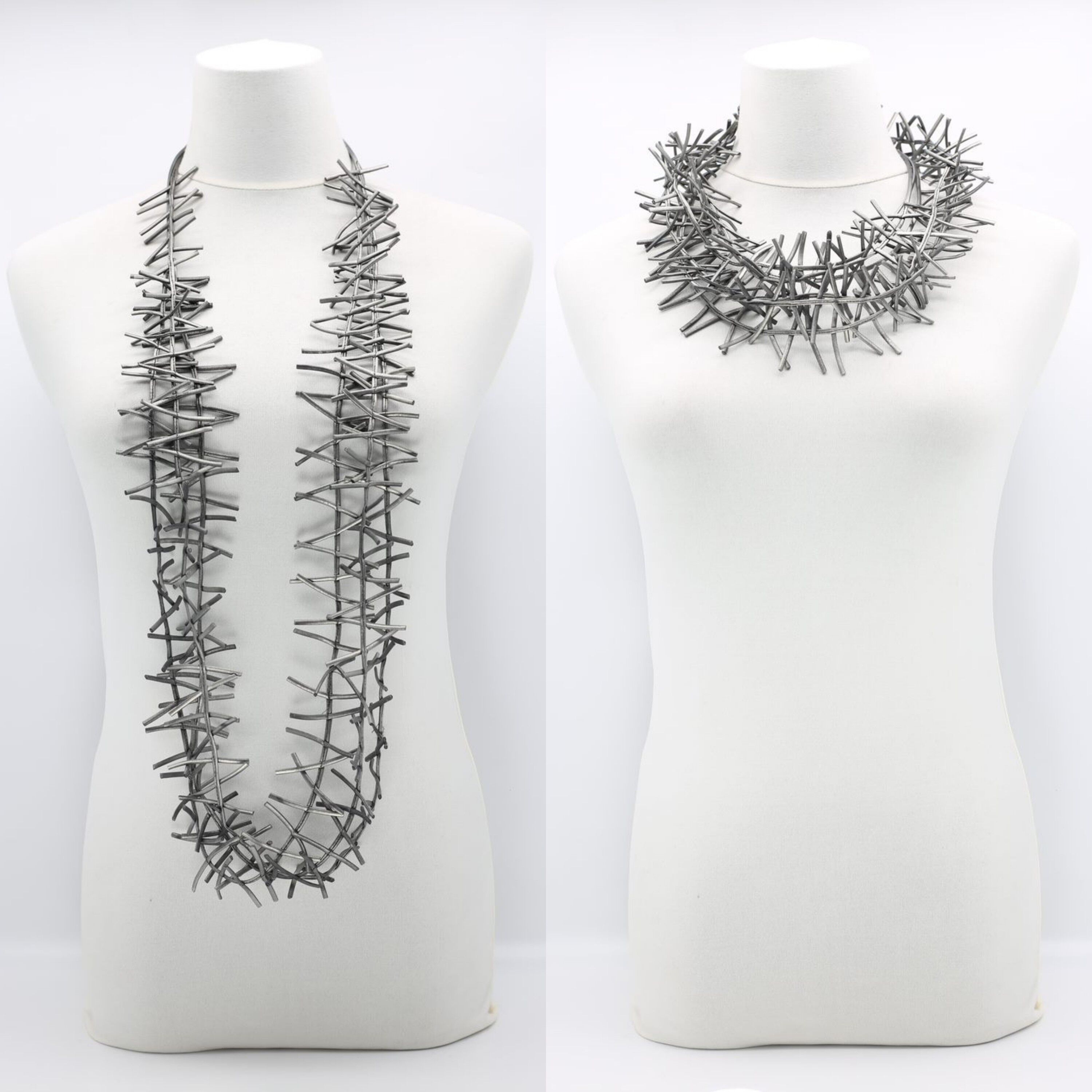 3-Strang-Vogelnest-Halskette - handbemalt Rotguss