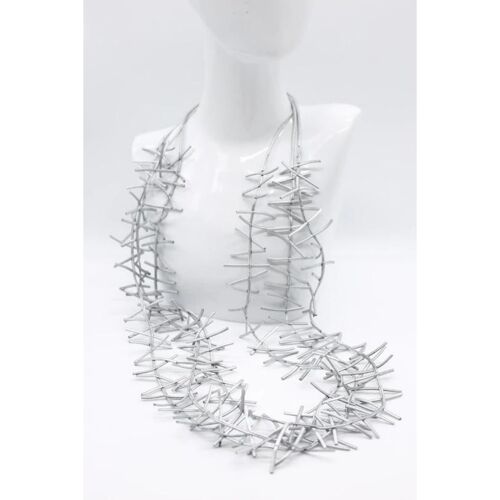 3 Strand Birds Nest Necklace - Hand painted Silver