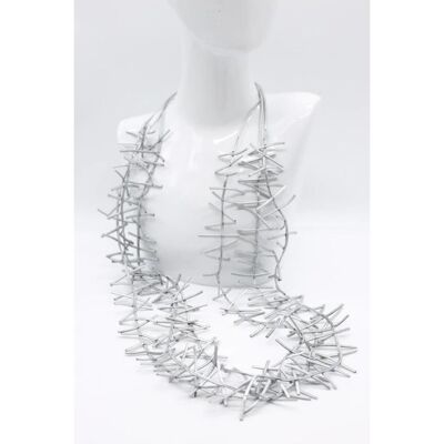 3 Strand Birds Nest Necklace - Hand painted Silver