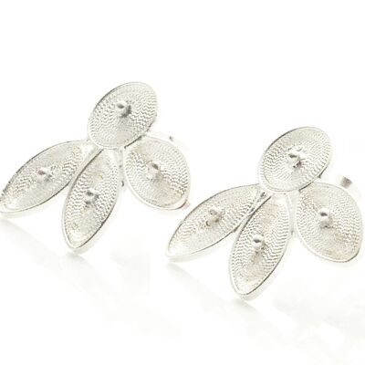 Ear studs spiral and ovals silver