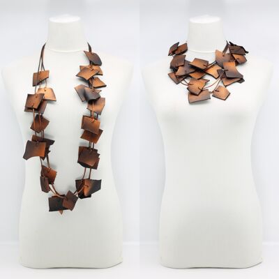 Recycled Leather Irregular Shapes Necklace - Golden Autumn