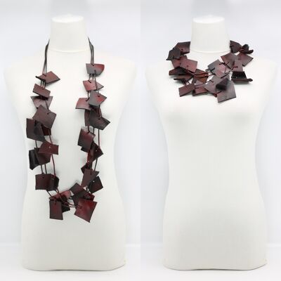 Recycled Leather Irregular Shapes Necklace - Burnished Red