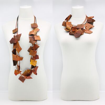 Recycled Leather Irregular Shapes Necklace - Maple Leaf