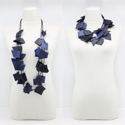 Halskette aus recyceltem Leder mit unregelmäßigen Formen - Mitternachtsblau