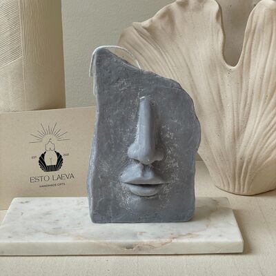 Cara de piedra - hecha a mano con cera de colza (Whisper kaars)