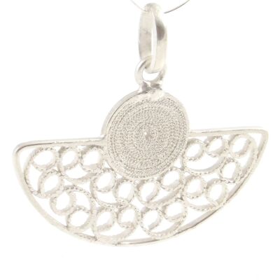 Pendentif boucles demi-cercle et spirale argent