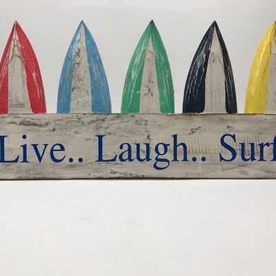 Wooden board with colorful surfboards 25x50 cm (11470) (PU 6)