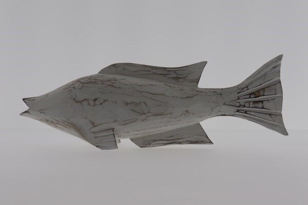 Pesce in legno sdraiato bianco 33 cm (PU 6)