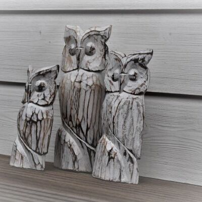 Wooden owls set of 3 (20-25-30 cm) (PU 4)