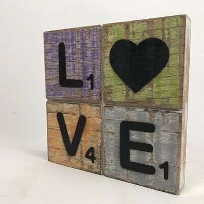 Decoratie blok LOVE 20x20x3 cm (VE 2)