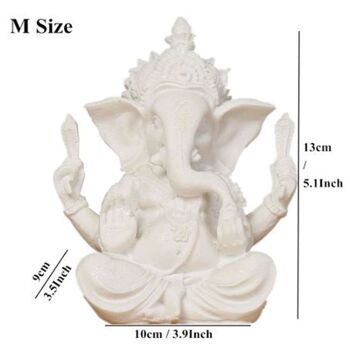 Statue du Seigneur Ganesh en Blanc Pur - Moyenne 5