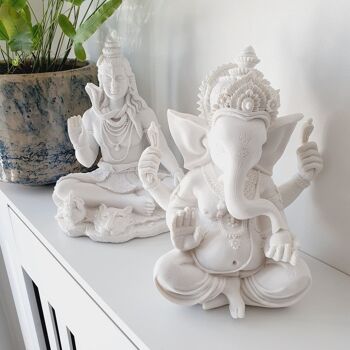 Statue du Seigneur Ganesh en Blanc Pur - Grand 1